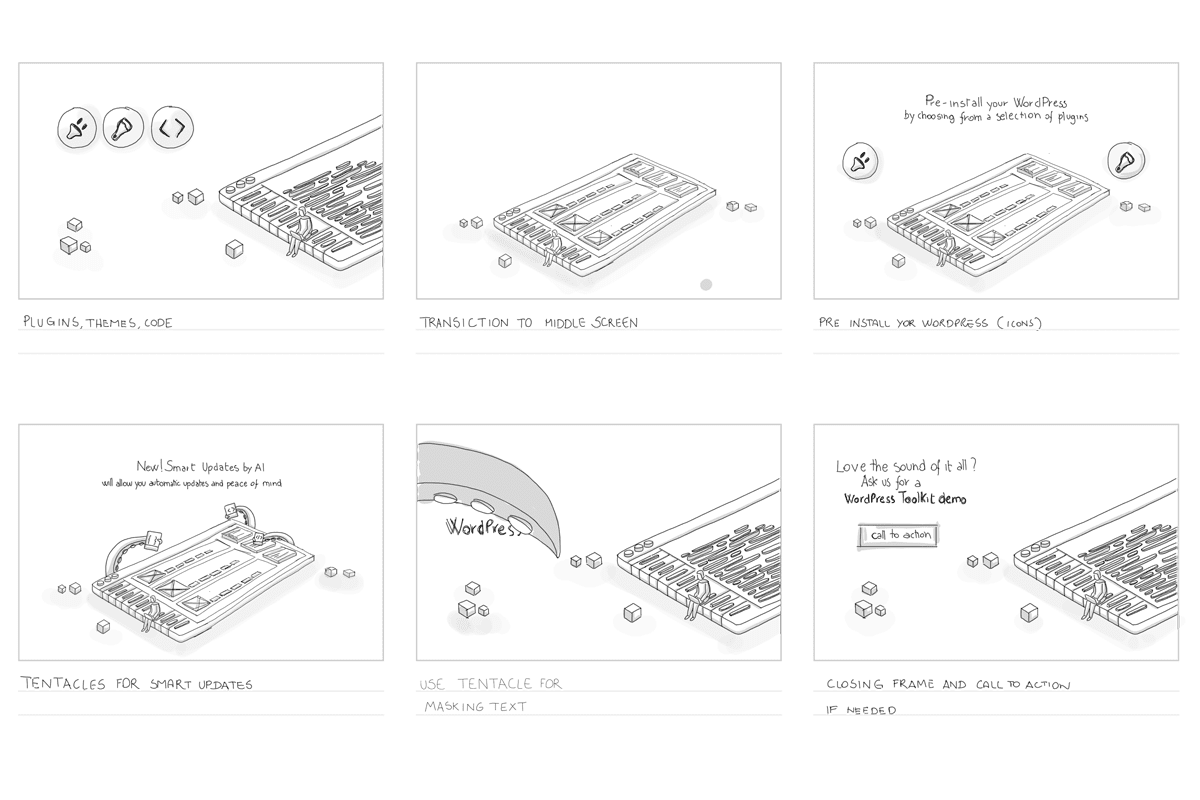 Plesk WordPress Toolkit video storyboard