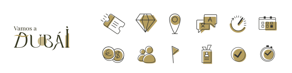 Vamos a Dubai website icons set